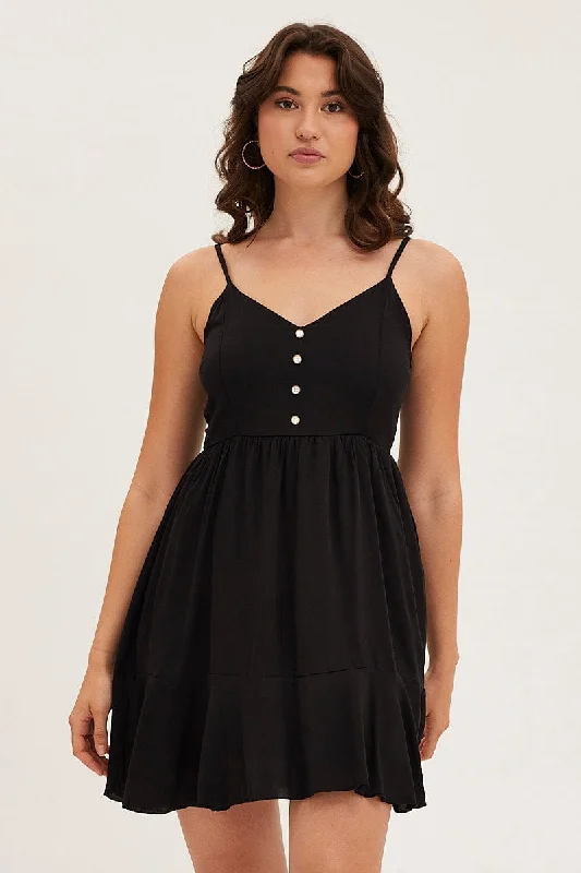 Black Chiffon Skater Dress