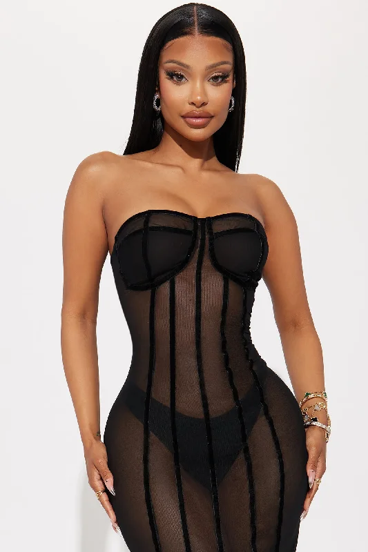 Body Talk Mesh Maxi Dress - Black