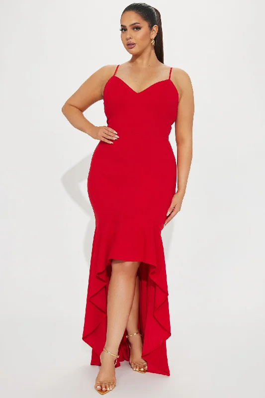 Delia High Low Gown - Red