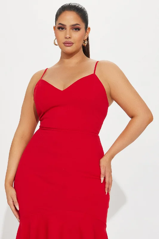 Delia High Low Gown - Red