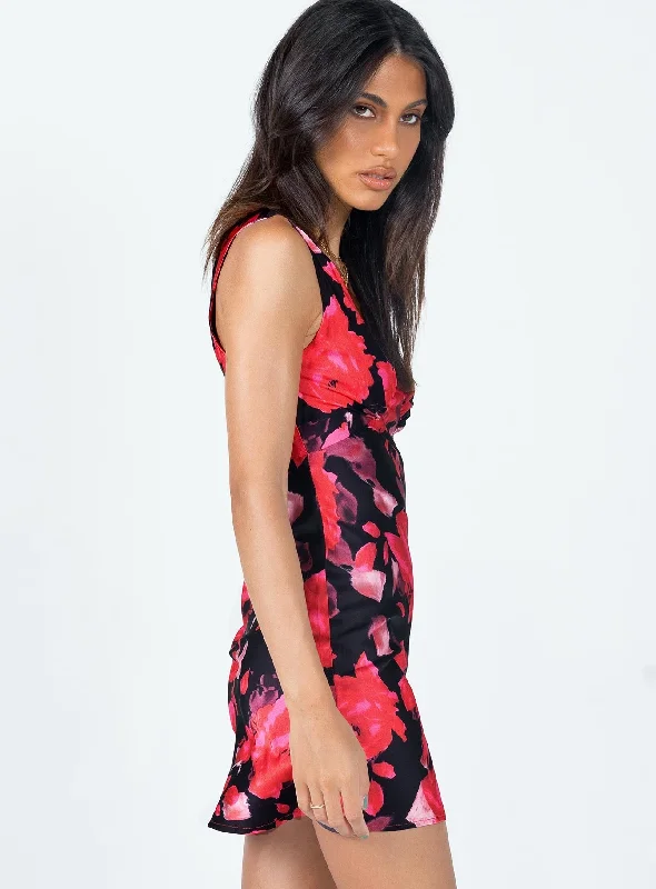 Harlow Mini Dress Red Floral