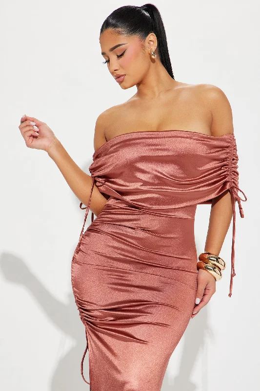 Kiara Off Shoulder Gown - Brown