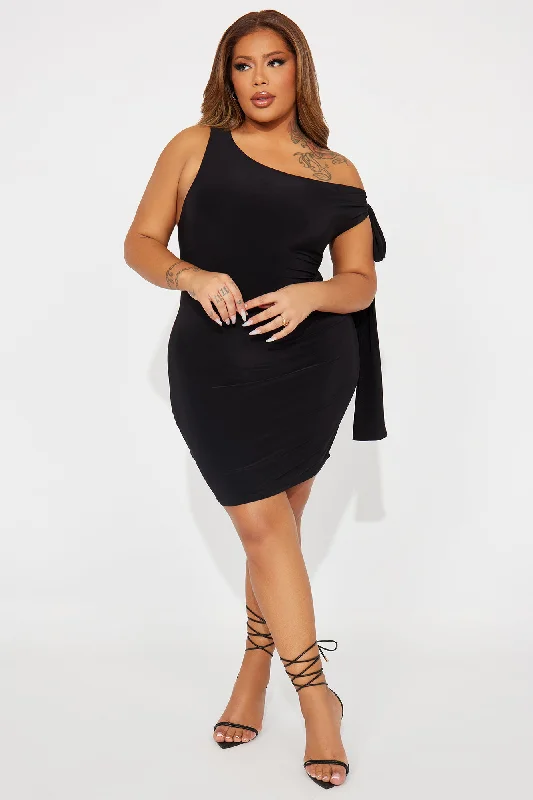 Olympia One Shoulder Mini Dress - Black