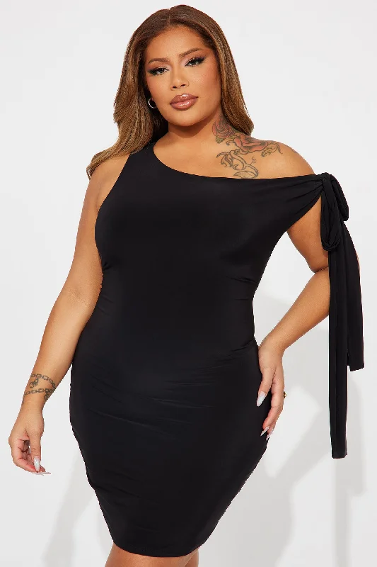 Olympia One Shoulder Mini Dress - Black