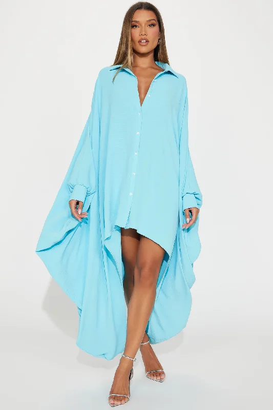 She's A Goddess Oversized Mini Dress - Turquoise