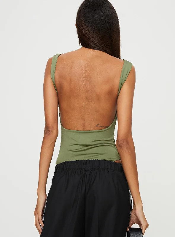 Coomba Backless Bodysuit Green