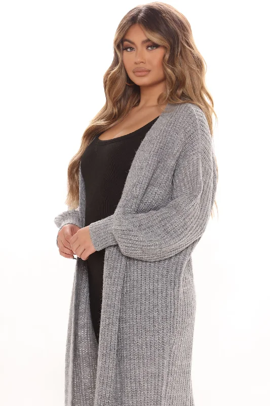 Couch Cuddles Long Cardigan - Heather Grey