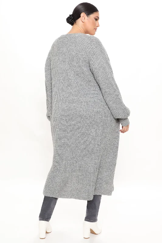 Couch Cuddles Long Cardigan - Heather Grey