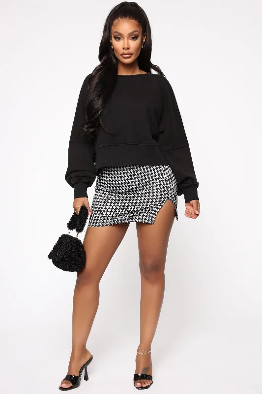 Flame In Your Heart Houndstooth Mini Skirt - Black/Grey