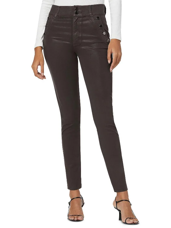 Georgia Womens Coated High Rise Ankle Jeans