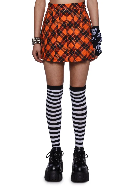 Haunted To Meet U Plaid Mini Skirt