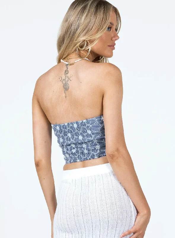 In The Moment Strapless Top Blue / White