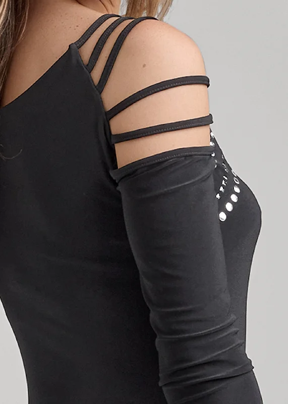 Strappy embellished top - Black