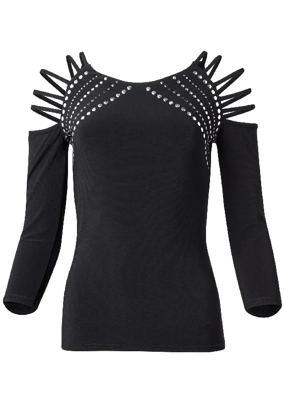 Strappy embellished top - Black