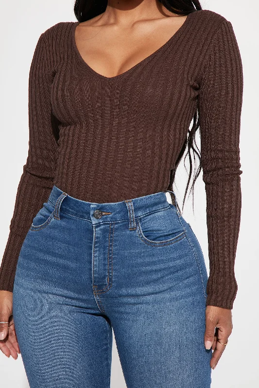 Kallan Knit Sweater Top - Brown