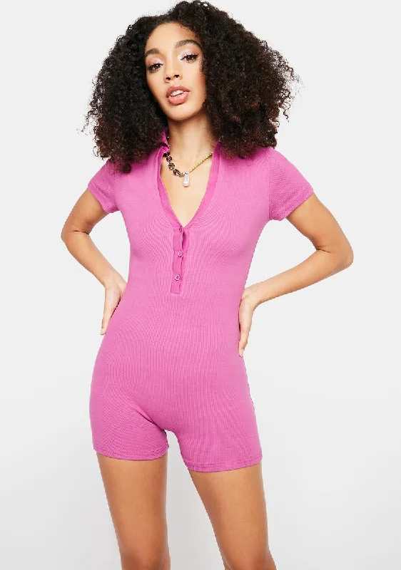 Magenta Play To Win Knit Romper