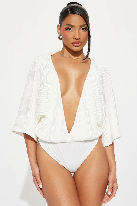 Mariah Plisse Bodysuit - Off White