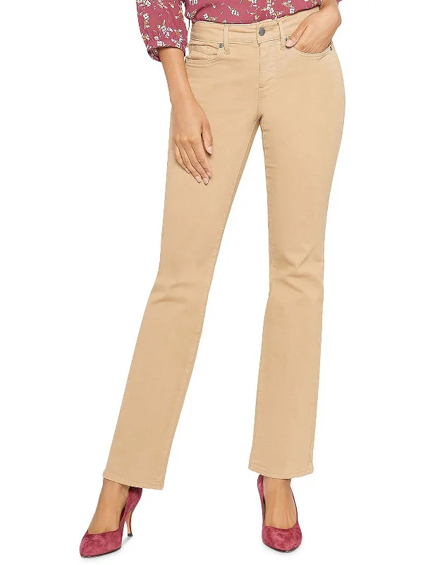 Petites Marilyn Womens High Rise Corduroy Straight Leg Jeans