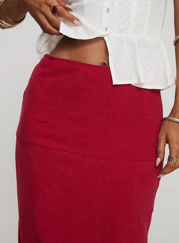 Raven Mid Rise Maxi Skirt Red