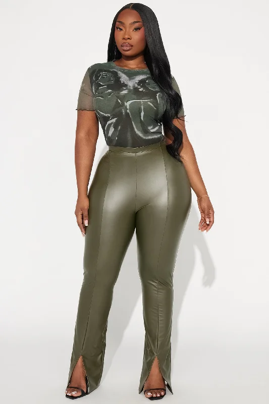 Seeing Double Mesh Bodysuit - Olive/combo