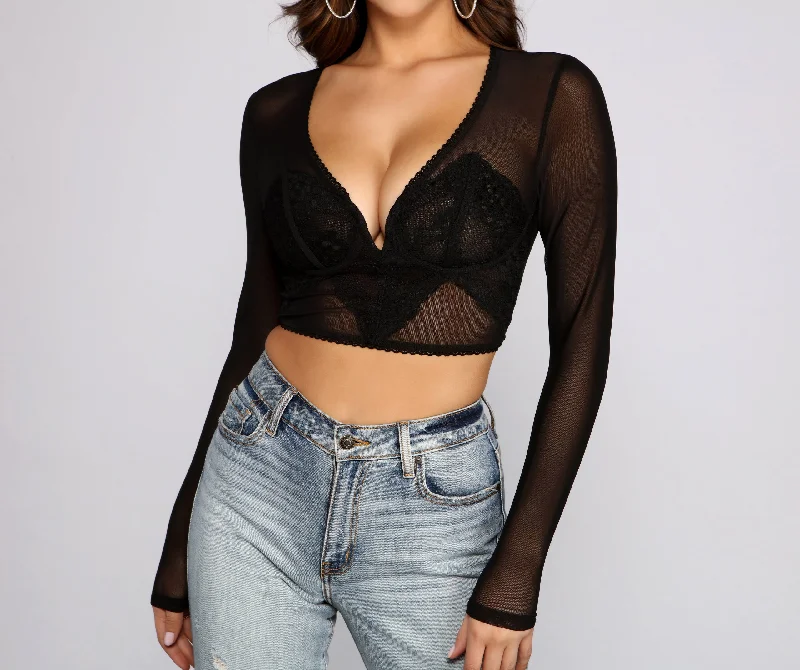 Simply Stunning Sheer Mesh Crop Top