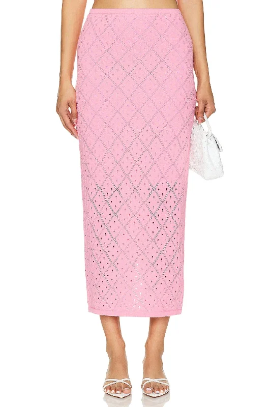 Solano Knit Midi Skirt In Bubble Gum