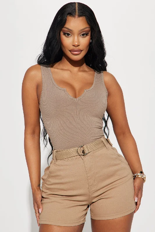 Talia Ribbed Bodysuit - Stone