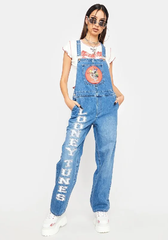 That's All Folks Embroidered Overalls