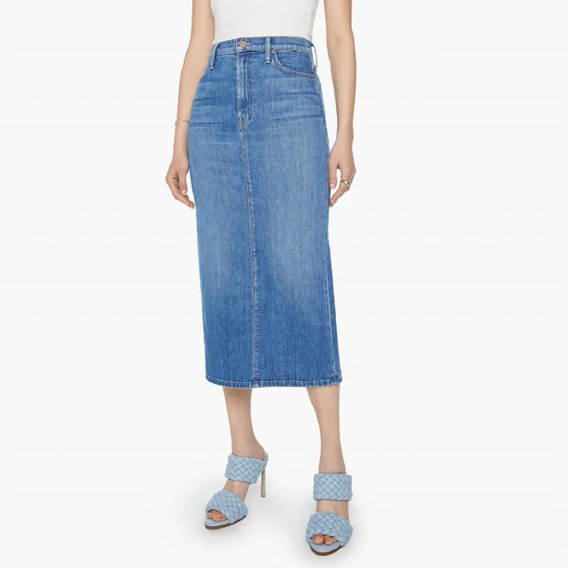 The Pencil Pusher Skirt In Mid-Blue Wash