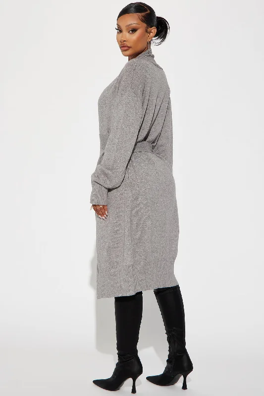 Warms Your Heart Sweater Duster - Grey