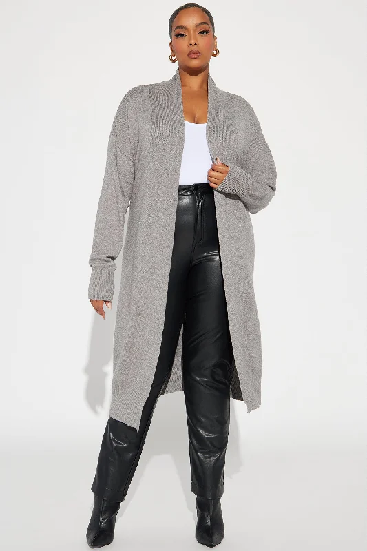 Warms Your Heart Sweater Duster - Grey