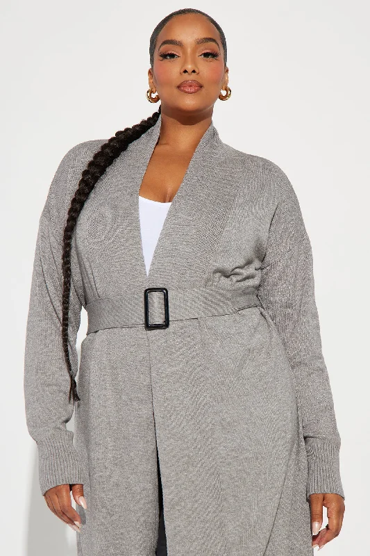 Warms Your Heart Sweater Duster - Grey