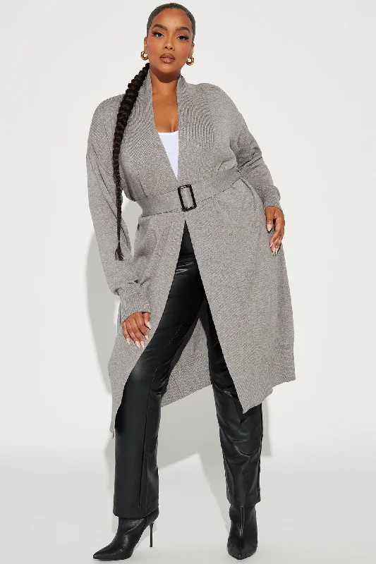 Warms Your Heart Sweater Duster - Grey