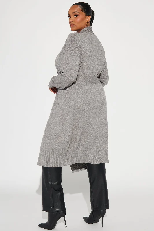 Warms Your Heart Sweater Duster - Grey