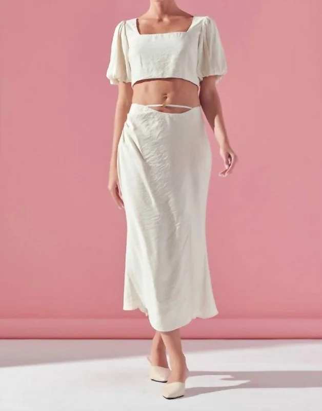 Wildly In Love Set Top Skirt In Ivory