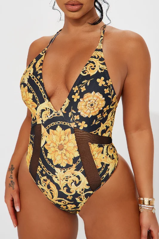 Emilia Mesh Insert 1 Piece Swimsuit  - Chocolate