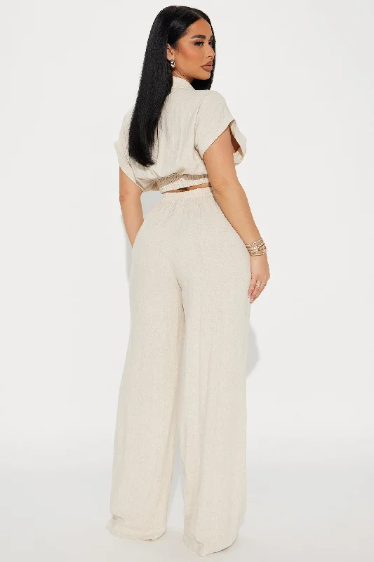 Andrea Linen Pant Set - Oatmeal