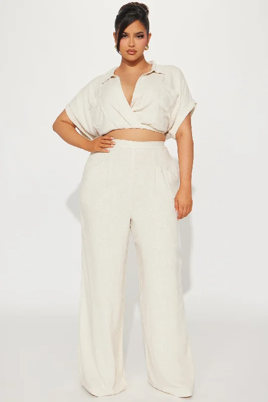 Andrea Linen Pant Set - Oatmeal