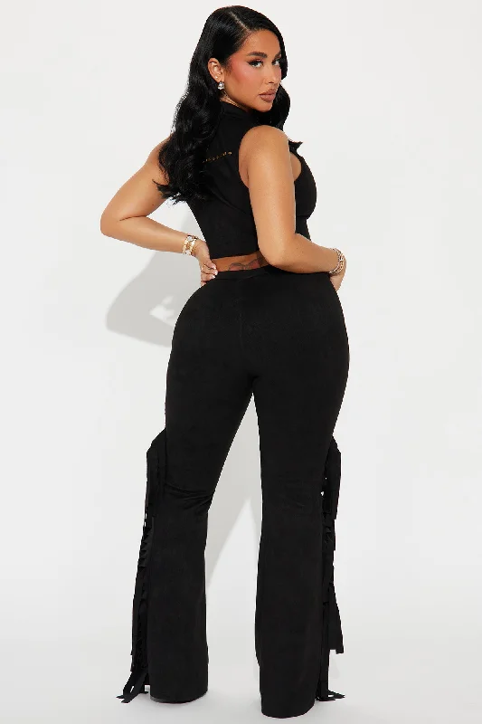 Country Girl Faux Suede Pant Set - Black