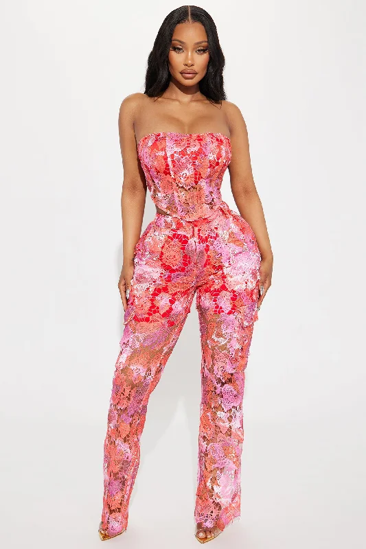 Rosy Babe Pant Set - Pink/combo