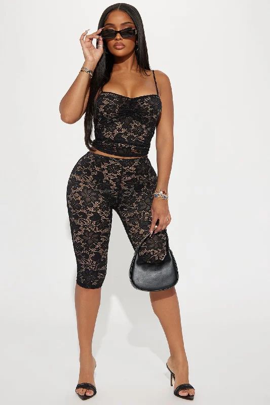 Victoria Lace Capri Set - Black