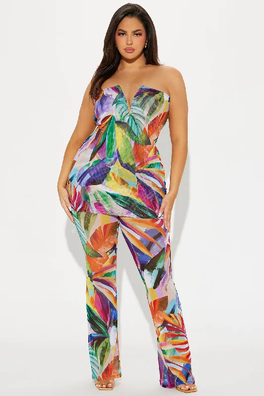 Work Of Art Mesh Pant Set - Multi Color