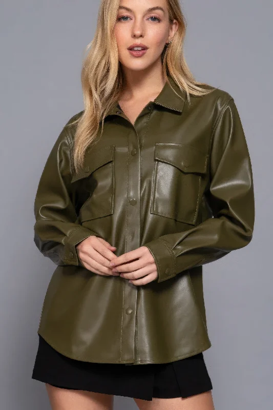 Hot Girl Milan Faux Leather In Olive