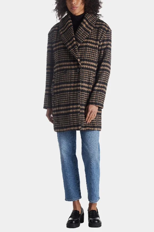 Houndstooth Plaid Oversized Peacoat