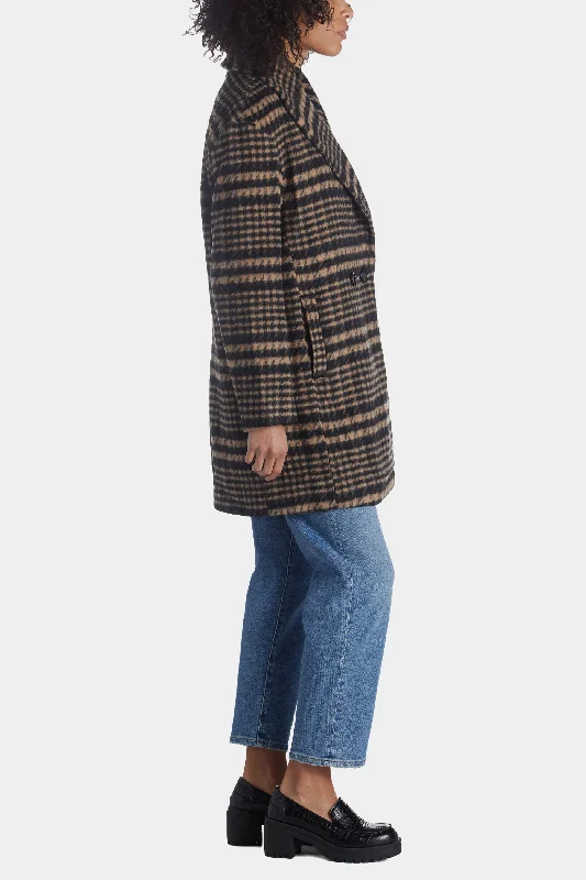 Houndstooth Plaid Oversized Peacoat