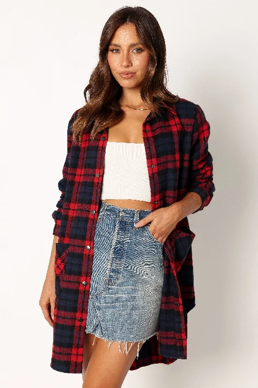 Lilith Plaid Shacket - Red