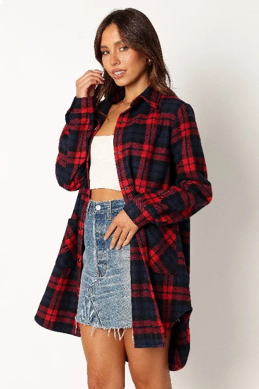 Lilith Plaid Shacket - Red