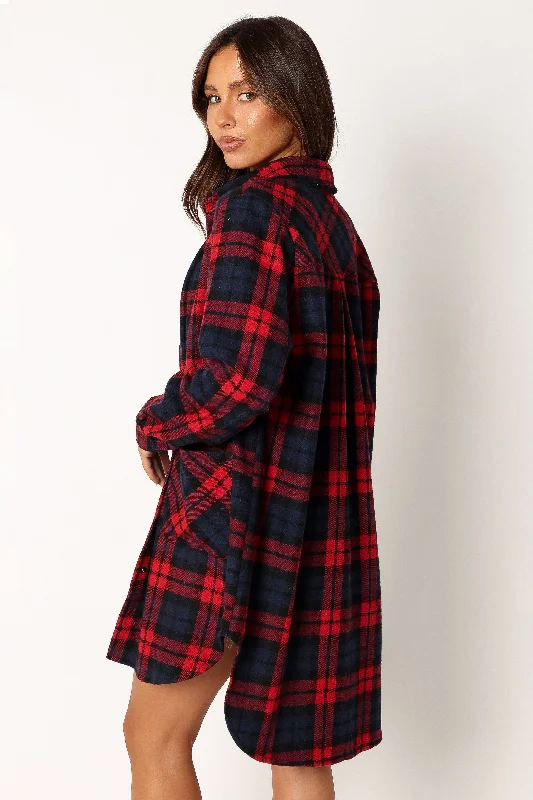 Lilith Plaid Shacket - Red