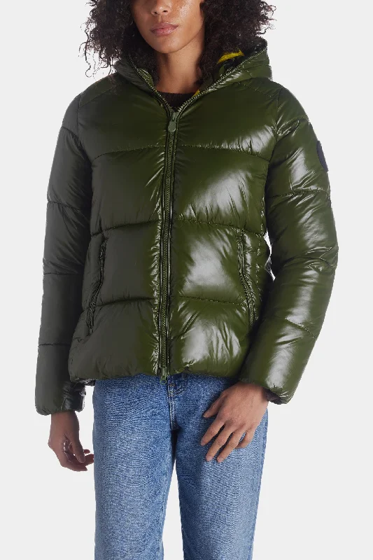 Lois Hooded Shiny Puffer W/Big Duck Logo