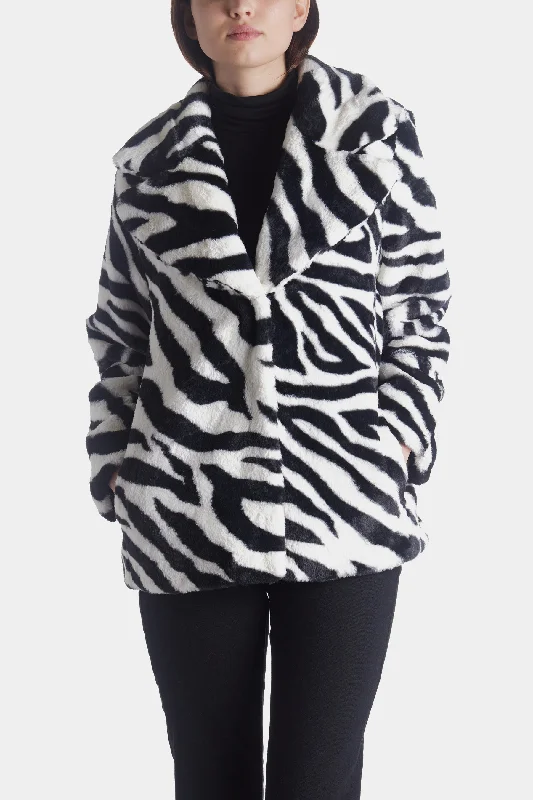 Printed Faux Fur Coat